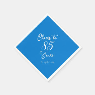Elegant Blue Cheers to 85 Years 85 th Birthday Serviette