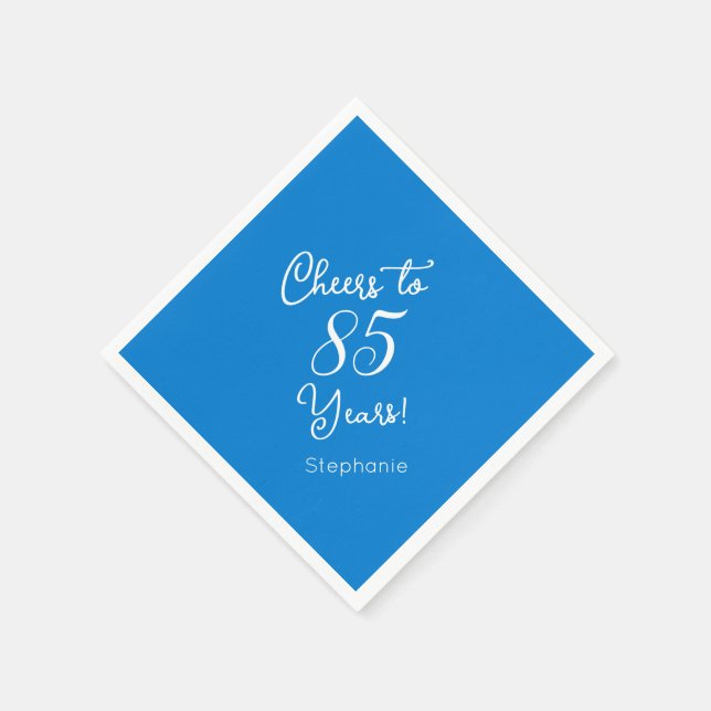 Elegant Blue Cheers to 85 Years 85 th Birthday Serviette (Ecke)