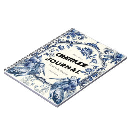 Elegant Blue Chinoiserie Dankbarkeit Journal Cover Notizblock