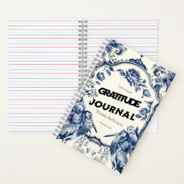 Elegant Blue Chinoiserie Dankbarkeit Journal Cover Notizbuch