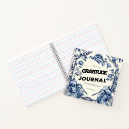 Elegant Blue Chinoiserie Dankbarkeit Journal Cover Notizbuch