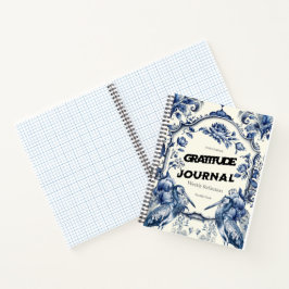 Elegant Blue Chinoiserie Dankbarkeit Journal Cover Notizbuch