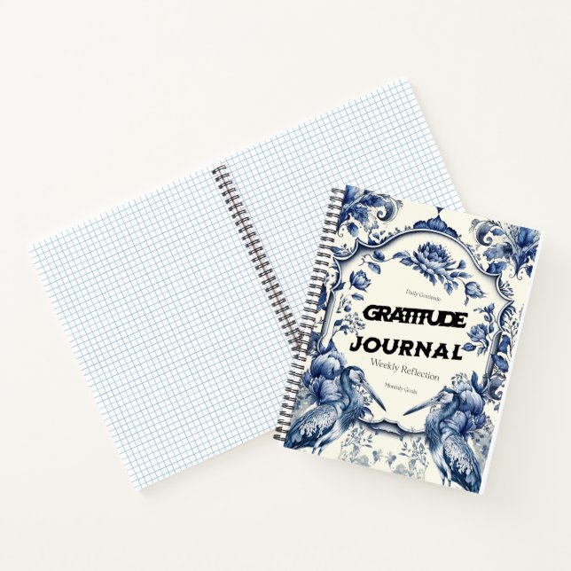 Elegant Blue Chinoiserie Dankbarkeit Journal Cover Notizbuch (Innenseite)