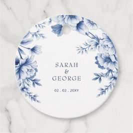 Elegant Blue Chinoiserie Floral Botanical Wedding Geschenkanhänger