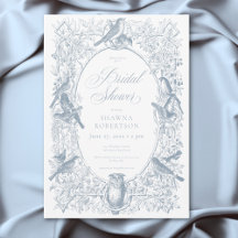 Elegant Blue Chinoiserie Natur & Vögel Dusche