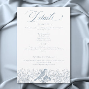 Elegant Blue Chinoiserie Natur & Vögel Hochzeit Begleitkarte