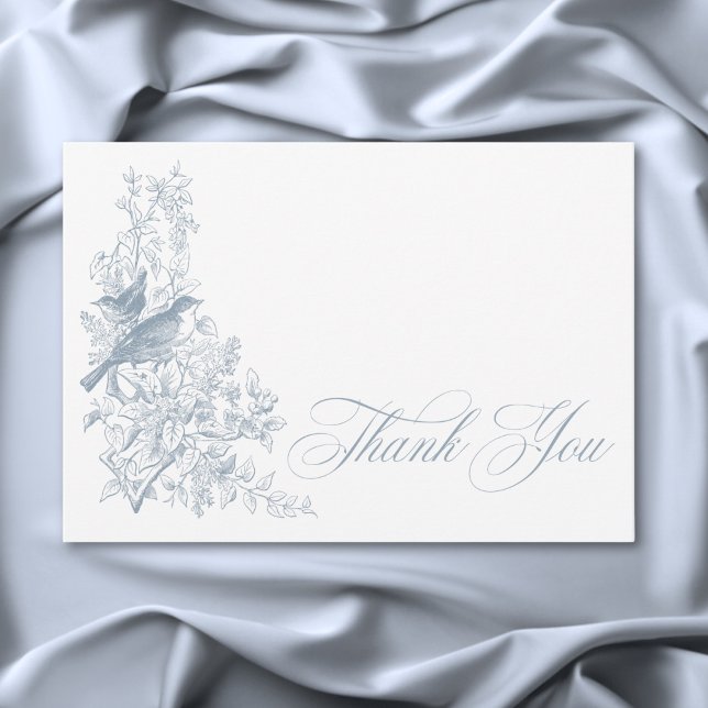Elegant Blue Chinoiserie Nature Birds Baby Shower Dankeskarte (Elegant Blue Chinoiserie Nature Birds Baby Shower Thank You Card)