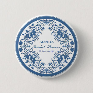 Elegant Blue Chinoiserie Viktorianisches Chinesisc Button