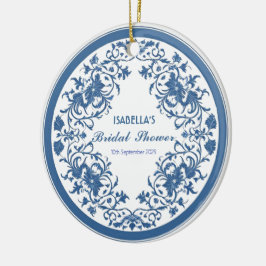 Elegant Blue Chinoiserie Viktorianisches Chinesisc Keramik Ornament