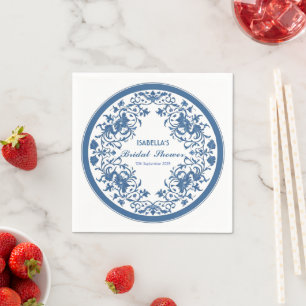 Elegant Blue Chinoiserie Viktorianisches Chinesisc Serviette