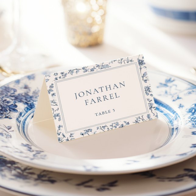 Elegant Blue Chinoiserie Wedding Place Cards Tischnummer (Von Creator hochgeladen)