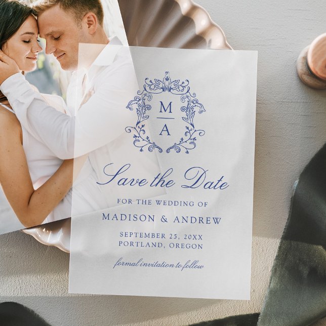 Elegant Blue Chinoiserie Wedding Save the Date (Von Creator hochgeladen)