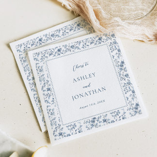 Elegant Blue Chinoiserie Wedding Serviette