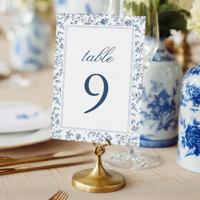 Elegant Blue Chinoiserie Wedding Table Number Tischnummer (Von Creator hochgeladen)