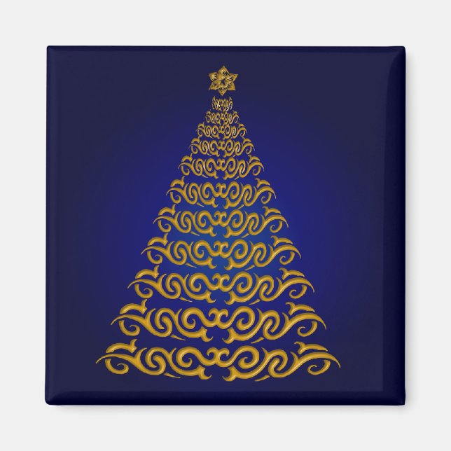 Elegant Blue Christmas Tree Magnet (Vorne)