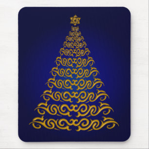 Elegant Blue Christmas Tree Mouse Pad Mousepad