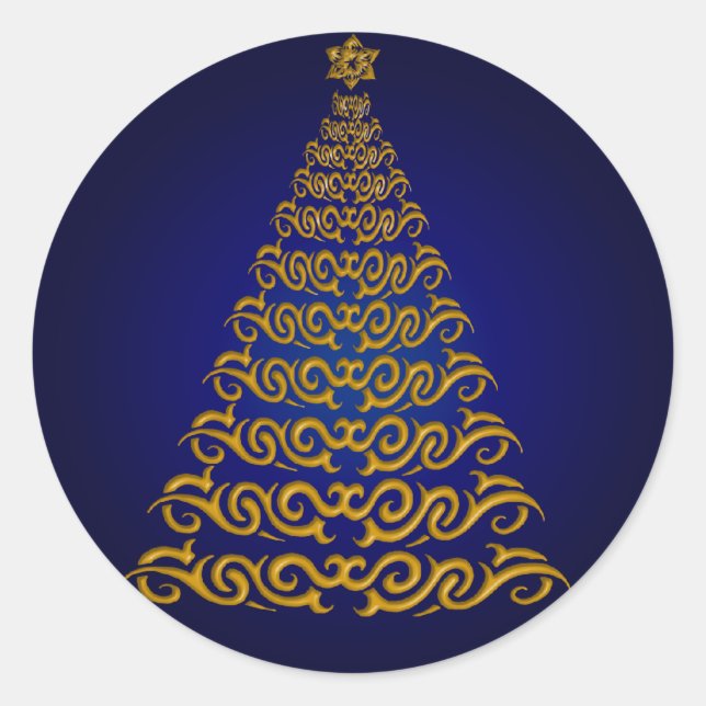 Elegant Blue Christmas Tree Stickers (Vorderseite)