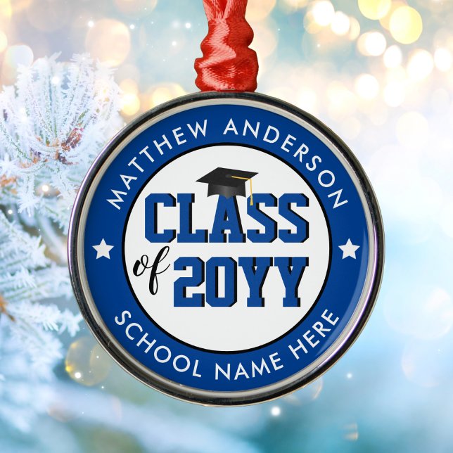 Elegant Blue Class of 2023 Graduate Abschluss Ornament Aus Metall (Von Creator hochgeladen)