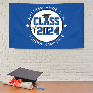 Elegant Blue Class of 2023 Graduation Party Banner