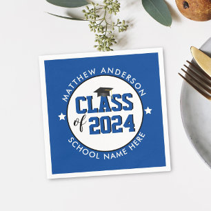 Elegant Blue Class of 2024 Graduation Party Serviette