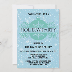 Elegant Blue Company Weihnachtsfeiertag Schnee Einladung