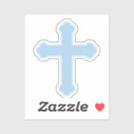 Elegant Blue Cross Aufkleber<br><div class="desc">Elegantes blaues Crosdesign für Baby Boy Taufen und Christenings.</div>