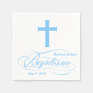 Elegant Blue Cross Taufe Personalisiert Napkin Serviette