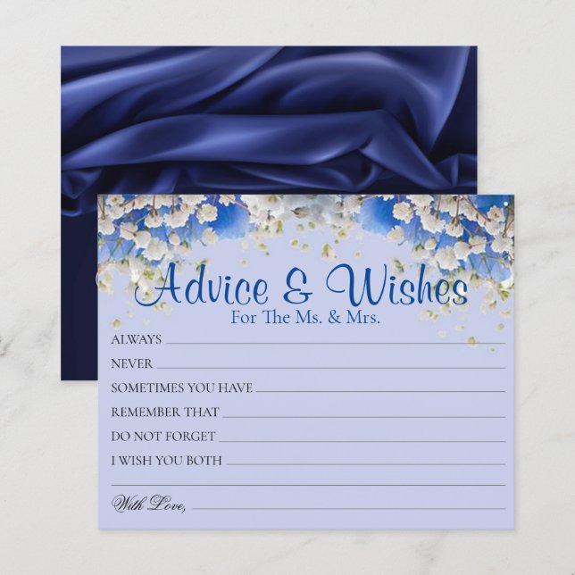 Elegant Blue Daisy Wedding Advice wünscht Karten (Vorne/Hinten)