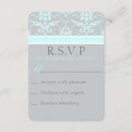 Elegant Blue Damask RSVP Card Karte