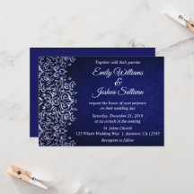 Elegant Blue Damask Winter Wedding
