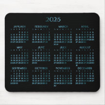 Elegant Blue Deko Yearly Calendar 2025