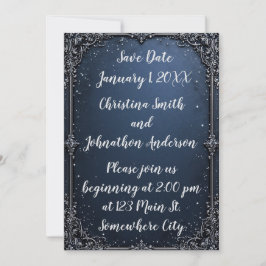 Elegant Blue Design Wedding Invitation Einladung
