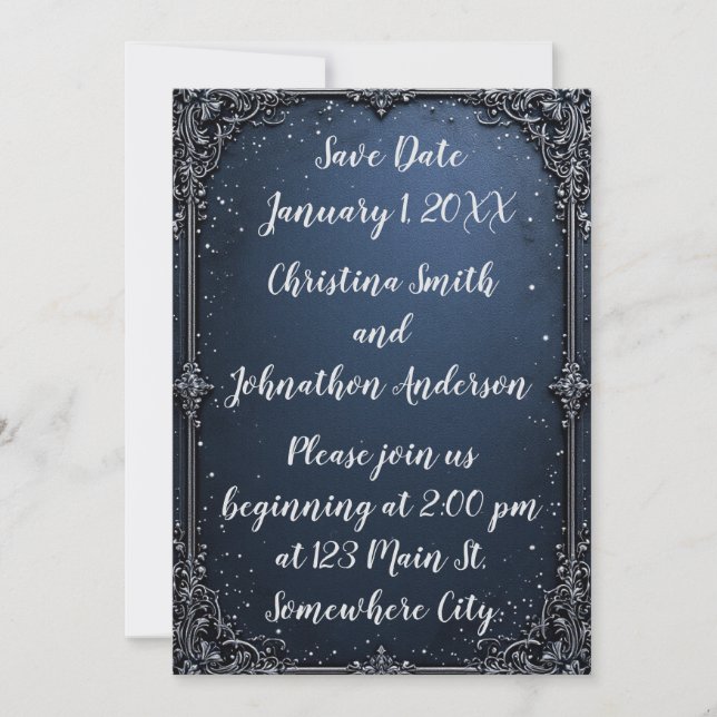 Elegant Blue Design Wedding Invitation Einladung (Vorderseite)