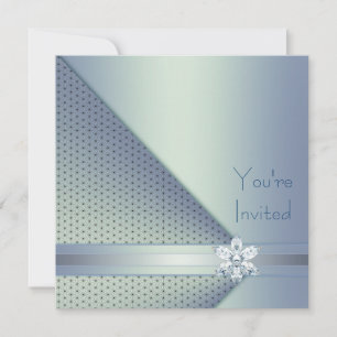 Elegant Blue Diamond Blue Party Einladung