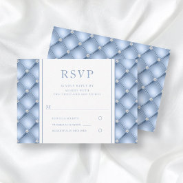 Elegant Blue Diamond Tufted Wedding RSVP