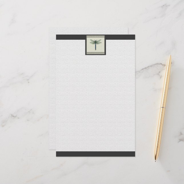 Elegant Blue Dragonfly Briefpapier (Vorderseite/Rückseite Beispiel)