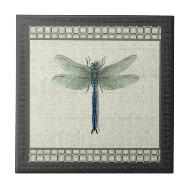Elegant Blue Dragonfly Fliese (Vorderseite)