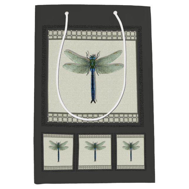 Elegant Blue Dragonfly Mittlere Geschenktüte (Vorderseite)