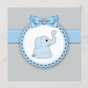 Elegant Blue Elephant Baby Shower Einladung