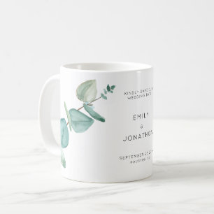 Elegant Blue Eucalyptus Blätter Save the Date Coff Kaffeetasse