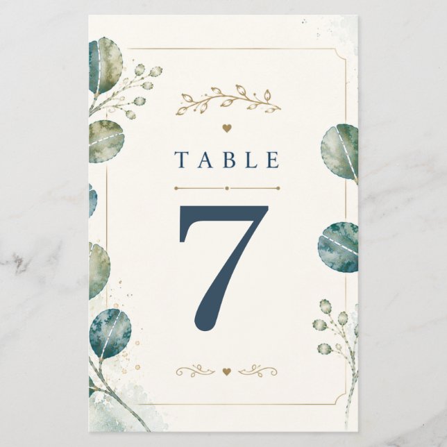 Elegant Blue Eucalyptus Watercolor Flyer (Vorne)