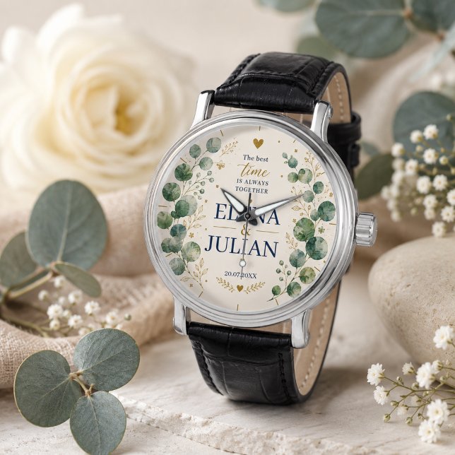 Elegant Blue Eucalyptus Wedding Armbanduhr (Von Creator hochgeladen)