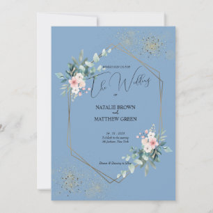 Elegant Blue Eucalyptus Wedding Einladung
