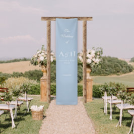 Elegant Blue Fabric Wedding Welcome Banner