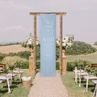 Elegant Blue Fabric Wedding Welcome Banner