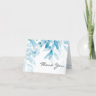 Elegant Blue Fine Art Floral Drop Dankeschön Karte