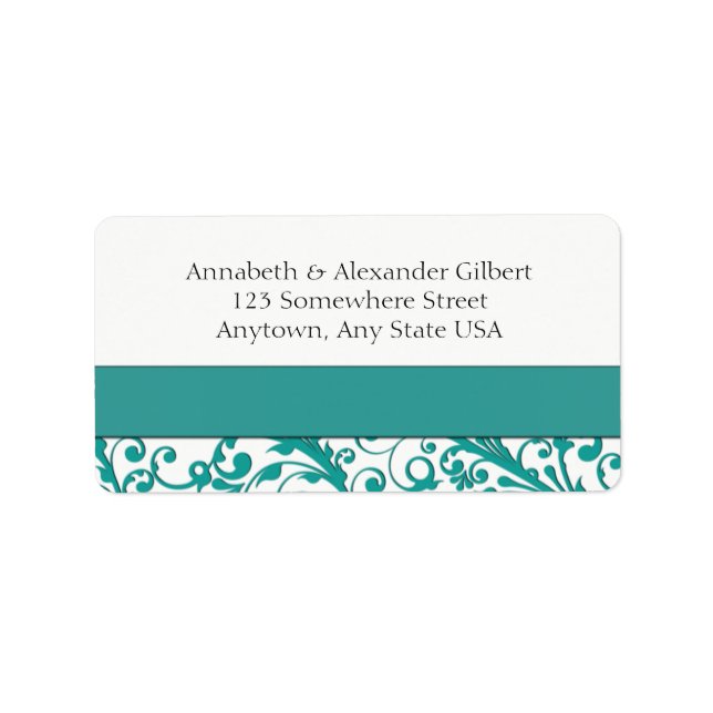Elegant Blue Floral Adressaufkleber (Vorne)