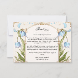 Elegant Blue Floral and Gold Wedding Vielen Dank Dankeskarte