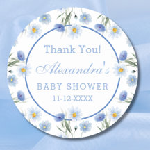 Elegant Blue Floral Boho Baby Shower Vielen Dank