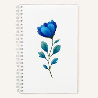 Elegant Blue Floral Botanical Spiral Notebook Notizbuch